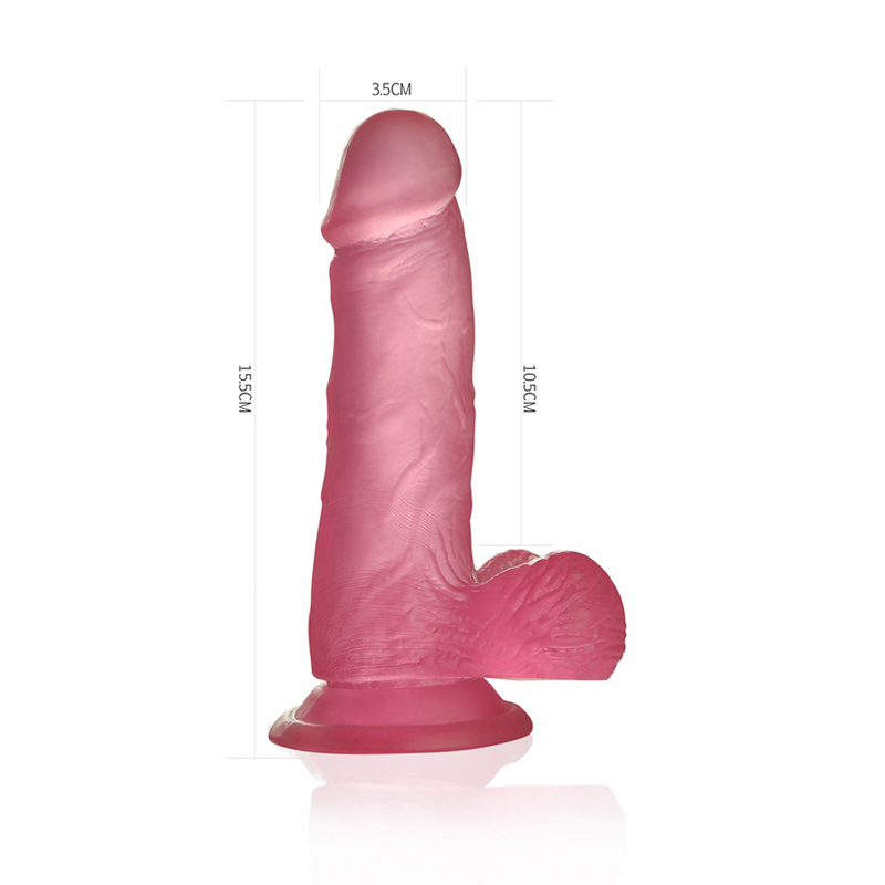 6"JELLY STUDS CRYSTAL DILDO SMALL PINK