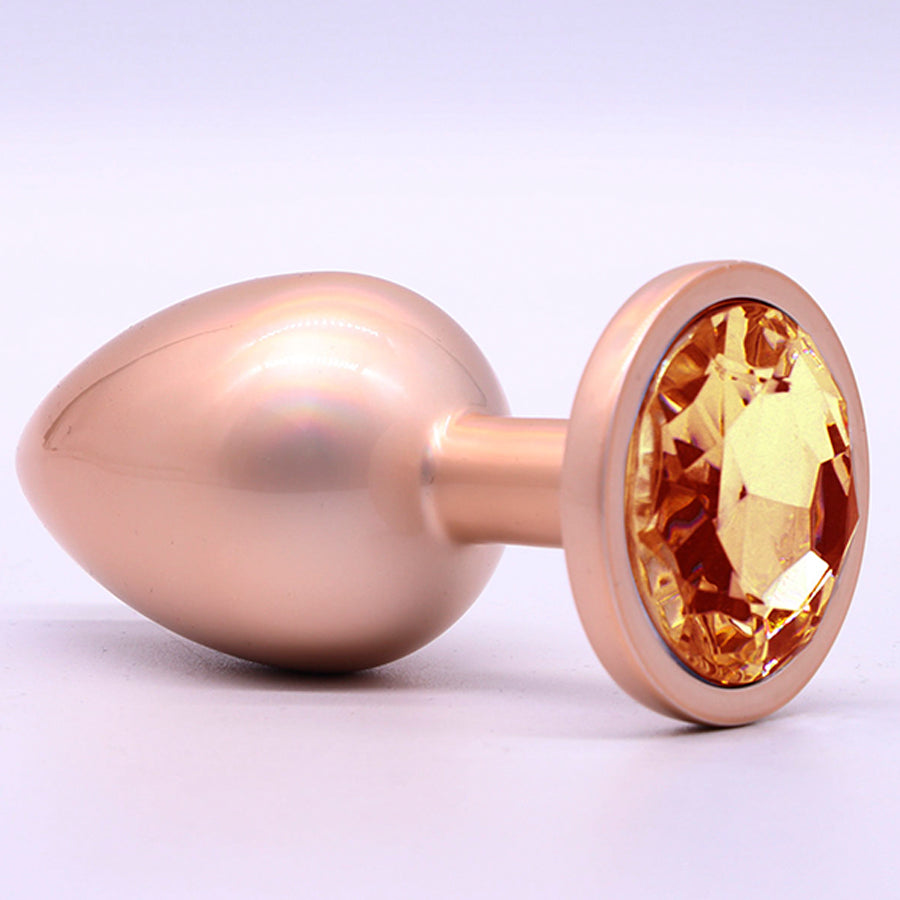 Jewelry Skin Anal Plug Gold Metal/Rose Talla S