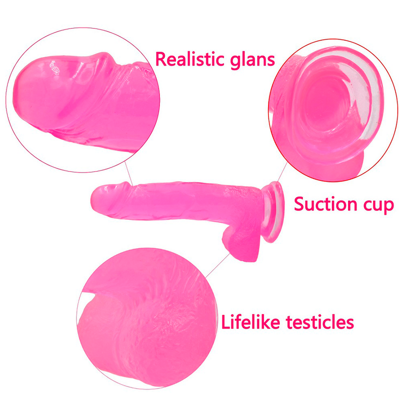 Dildo Jelly Studs Crystal 8'' Large Pink