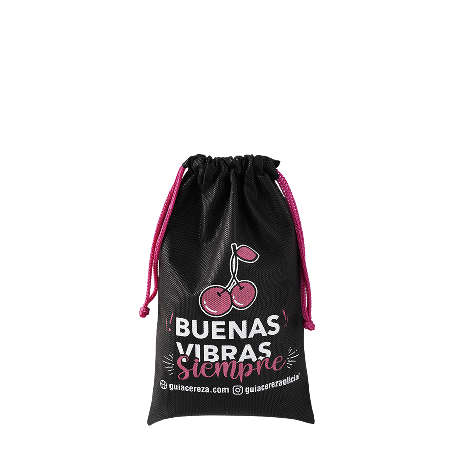 BOLSA BUENAS VIBRAS 15X20 ESTAMPADA A DOS COLORES