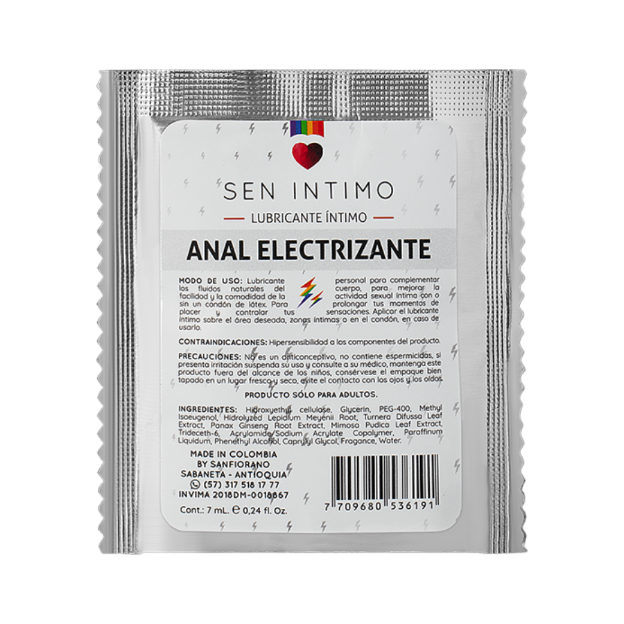 Lubricante Íntimo Anal Electrizante Sachet x 7 ml by Sen Íntimo 